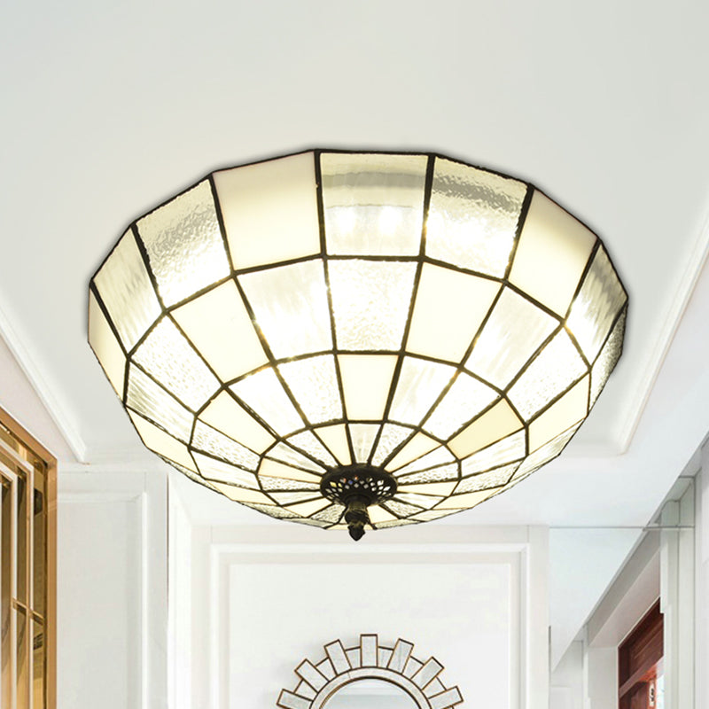 Baroque 3-Head Cut Glass Clear/Textured White Flushmount Ceiling Light