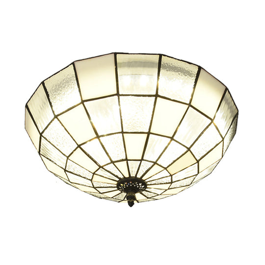 Baroque 3-Head Cut Glass Clear/Textured White Flushmount Ceiling Light