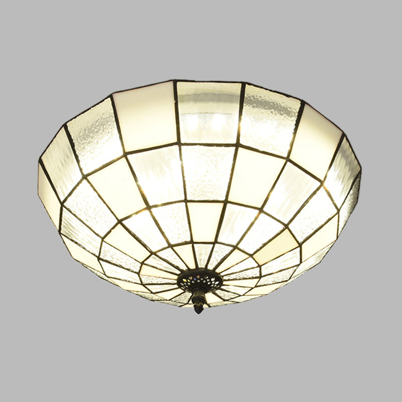 Baroque 3 - Head Cut Glass Clear/Textured White Flushmount Ceiling Light