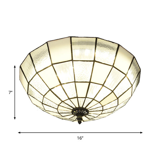 Baroque 3 - Head Cut Glass Clear/Textured White Flushmount Ceiling Light
