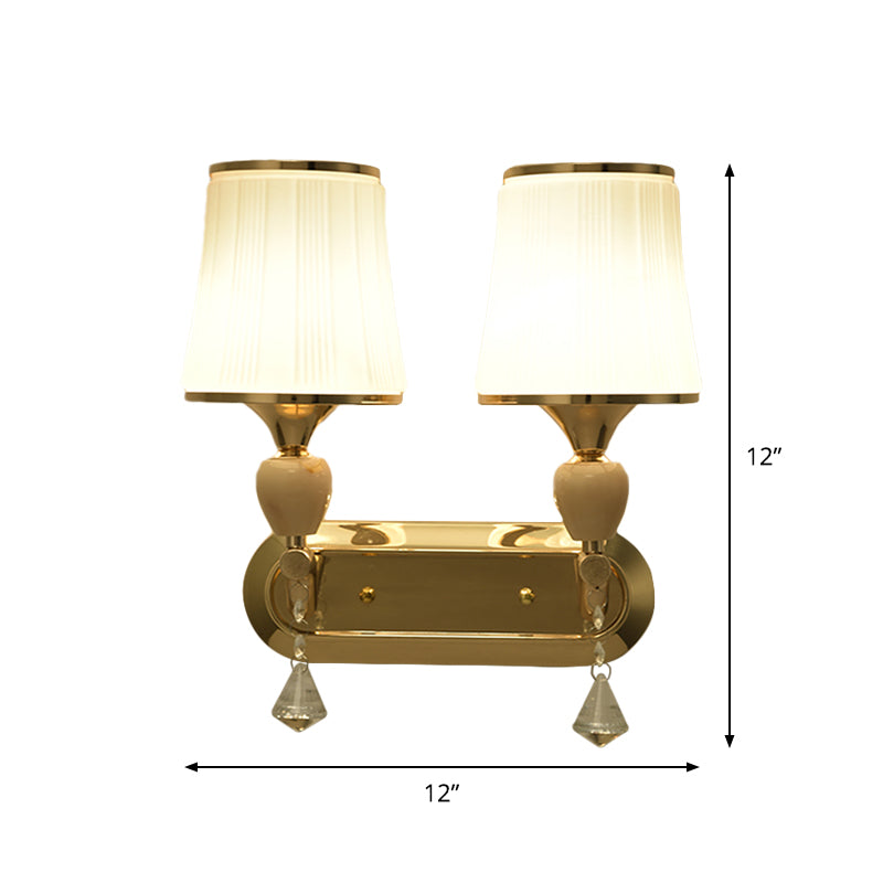 Gold Modernist Bell Wall Sconce Lighting With Glass Shade For Living Room