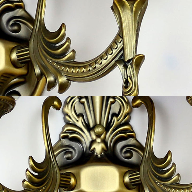 Tiffany Style Double Sconce Light: Beaded Wall Lighting With Stained Glass Bowl Shade In Beige