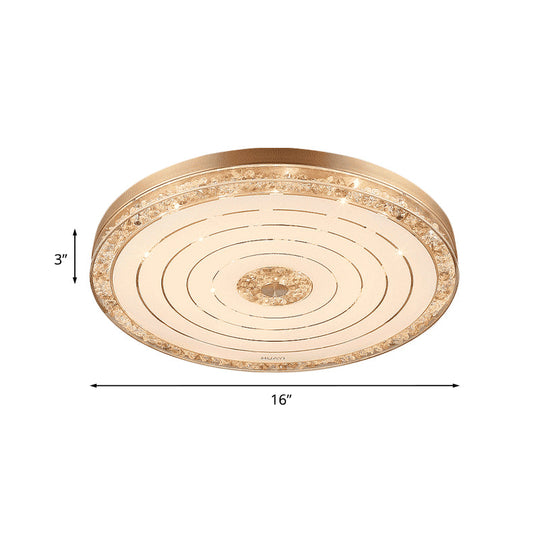 Minimalistic Crystal Disc Led Ceiling Light Fixture - Gold Flush Mount For Bedrooms