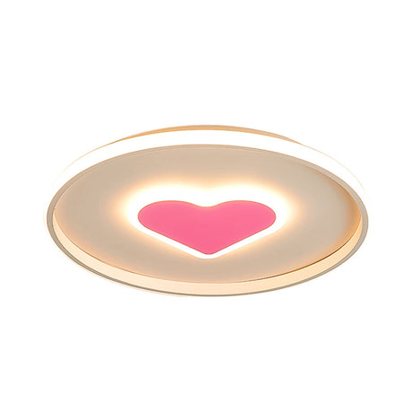 Nordic Heart Flush Mounted Led Bedroom Light - Pink/Black/White