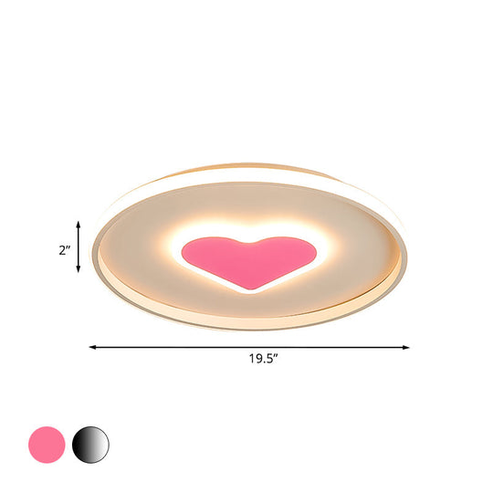 Nordic Heart Flush Mounted Led Bedroom Light - Pink/Black/White