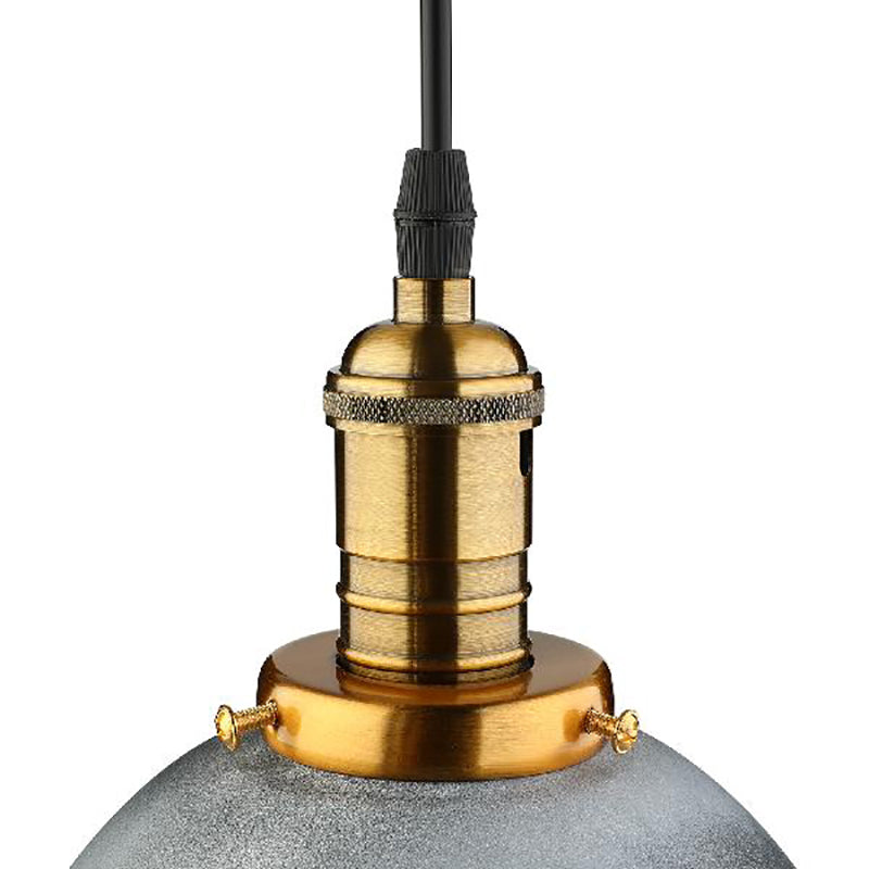 Industrial Style 1-Head Iron Dining Room Hanging Fixture With Aged Silver Bell Shade