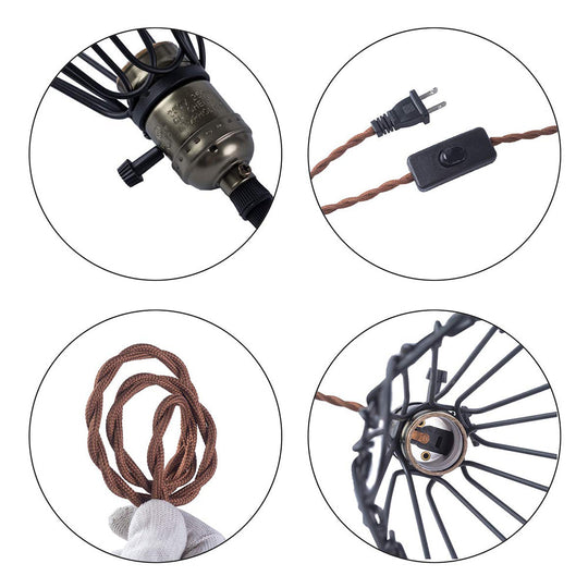 Industrial Black Metal Pendant Lighting With Open Cage Design - Rustic 1 Bulb Hanging Light For