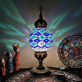 Vintage Handcrafted Art Glass Ball Desk Lamp White/Beige/Yellow Living Room/Nightstand Light Blue