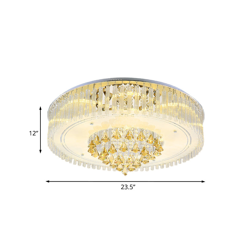 Modern Clear Crystal Led Flush Mount Ceiling Light Fixture