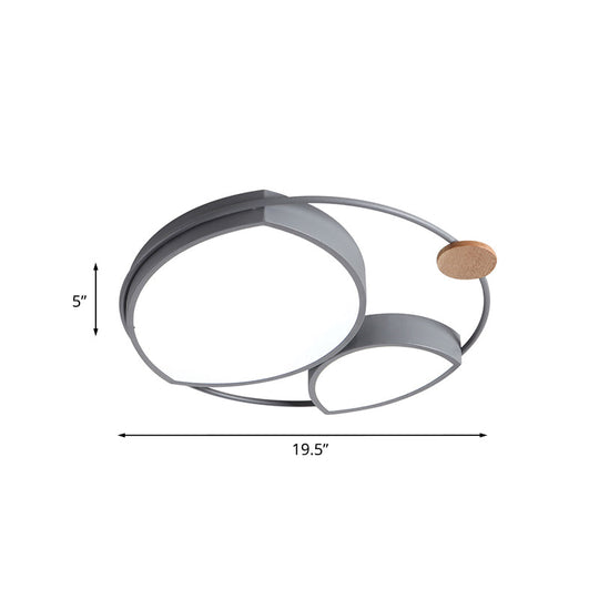 Nordic Style Led Metal Flush Mount Lamp Fixture - Grey Finish Ideal For Bedroom