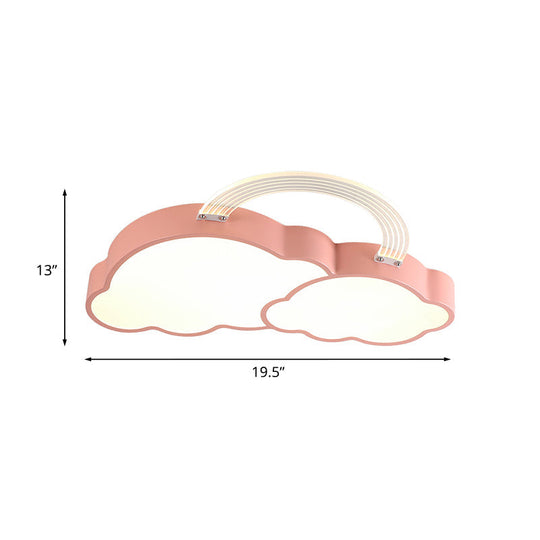 Rainbow Cloud Led Pink Flushmount For Child’s Bedroom