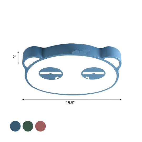 Kids Bedroom Cartoon Led Ceiling Light With Panda Shape Acrylic Shade And Pink/Green/Blue Finish