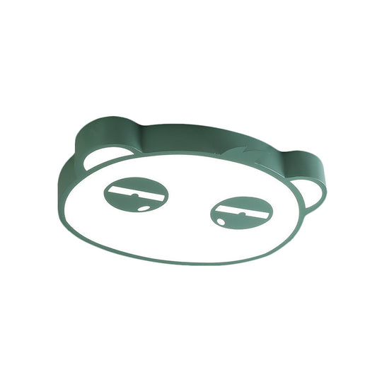 Kids Bedroom Cartoon Led Ceiling Light With Panda Shape Acrylic Shade And Pink/Green/Blue Finish