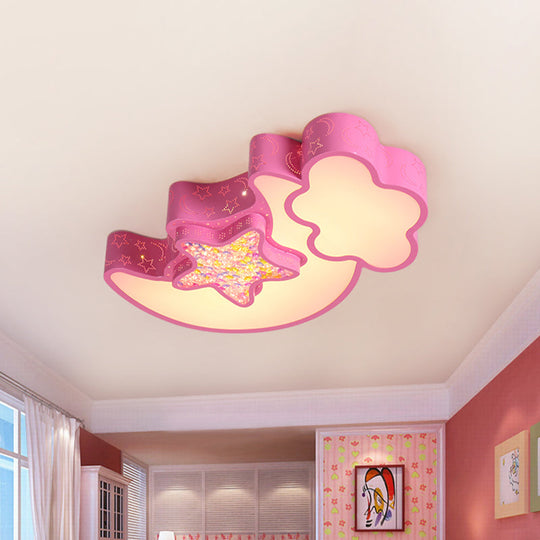 Nordic Led Flush Ceiling Light With Acrylic Starry Sky Design - Ideal For Childs Bedroom