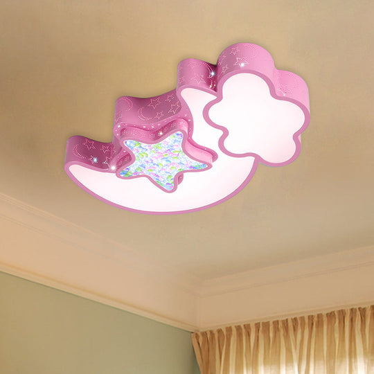 Nordic Led Flush Ceiling Light With Acrylic Starry Sky Design - Ideal For Child’s Bedroom
