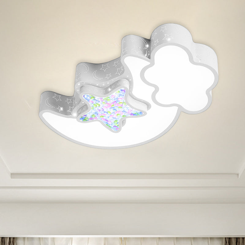 Nordic Led Flush Ceiling Light With Acrylic Starry Sky Design - Ideal For Childs Bedroom