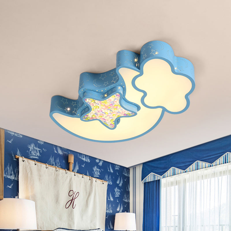 Nordic Led Flush Ceiling Light With Acrylic Starry Sky Design - Ideal For Child’s Bedroom