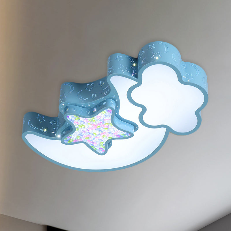 Nordic Led Flush Ceiling Light With Acrylic Starry Sky Design - Ideal For Child’s Bedroom