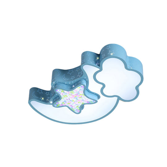 Nordic Led Flush Ceiling Light With Acrylic Starry Sky Design - Ideal For Childs Bedroom