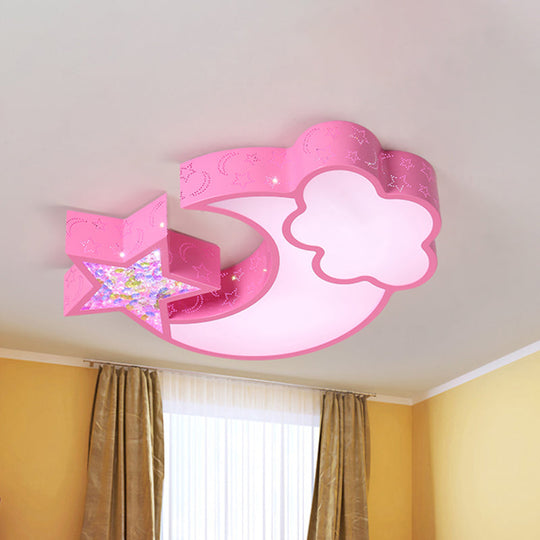 Nordic Led Flush Ceiling Light With Acrylic Starry Sky Design - Ideal For Child’s Bedroom