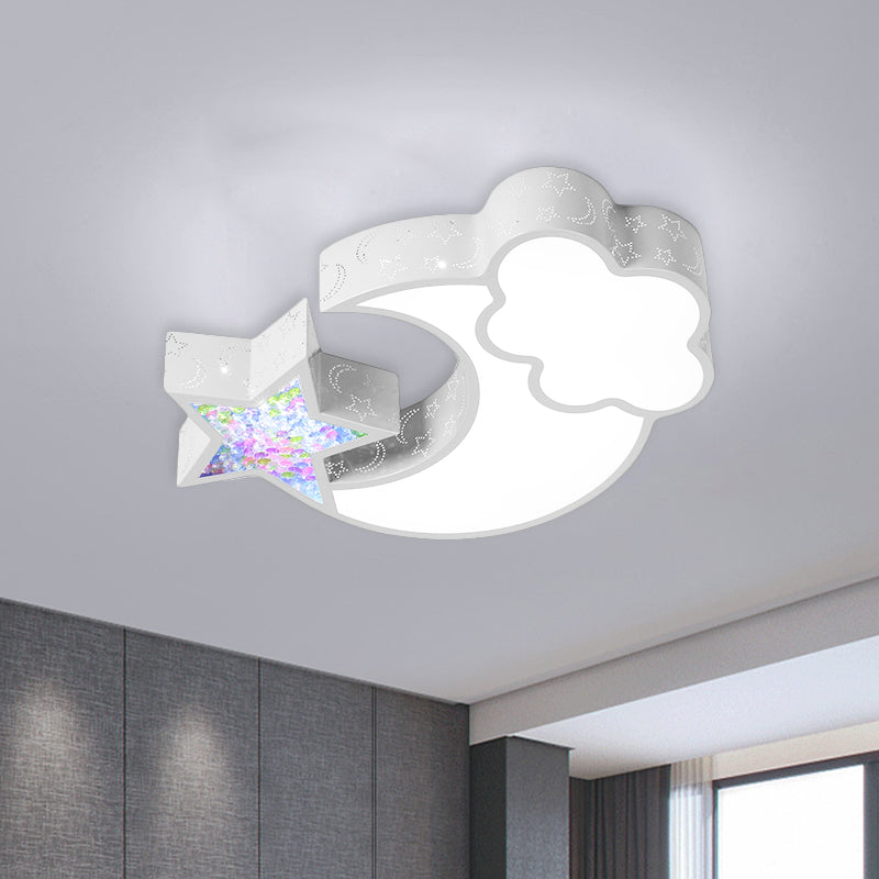Nordic Led Flush Ceiling Light With Acrylic Starry Sky Design - Ideal For Child’s Bedroom