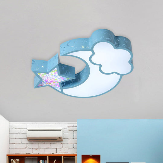 Nordic Led Flush Ceiling Light With Acrylic Starry Sky Design - Ideal For Child’s Bedroom
