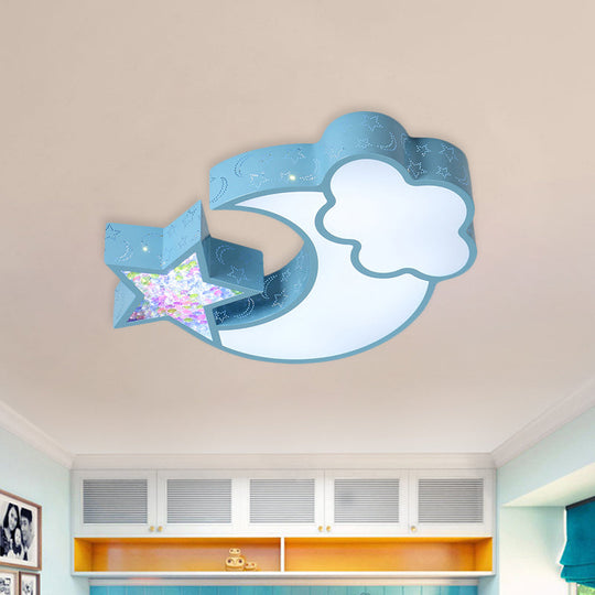 Nordic Led Flush Ceiling Light With Acrylic Starry Sky Design - Ideal For Childs Bedroom