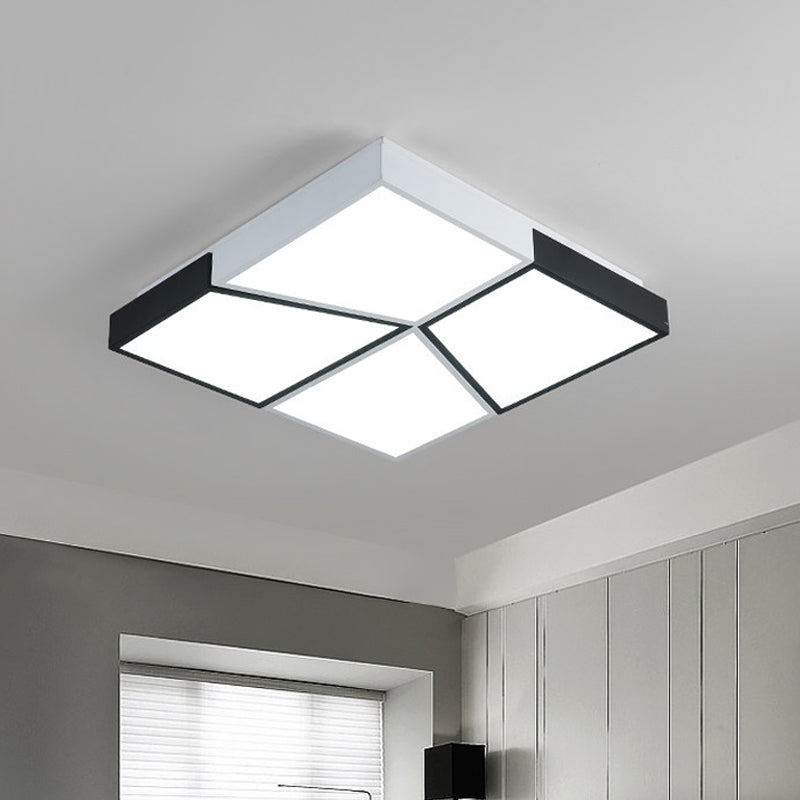 Modern Square Ceiling Light Fixture - 19.5’/35.5’/47’ Acrylic Shade Led Black & White Flush