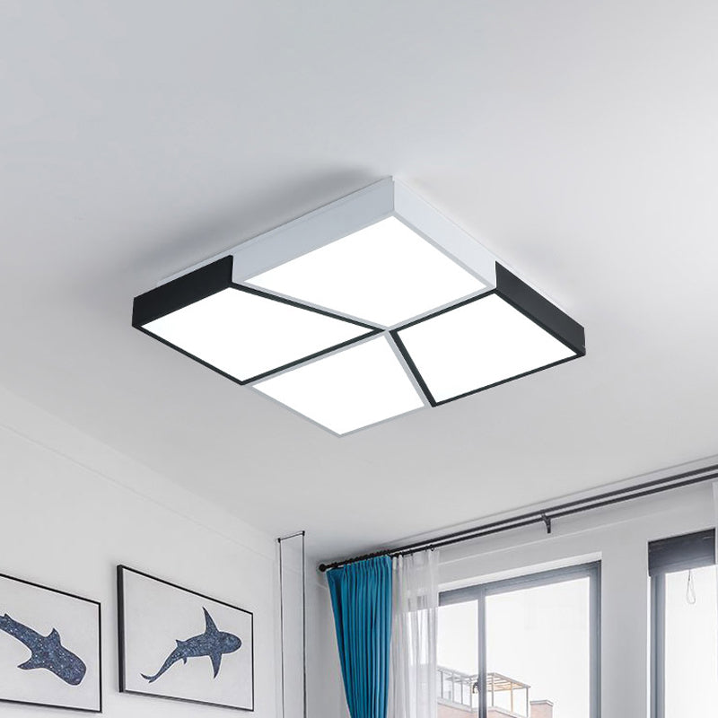 Modern Square Ceiling Light Fixture - 19.5’/35.5’/47’ Acrylic Shade Led Black & White Flush