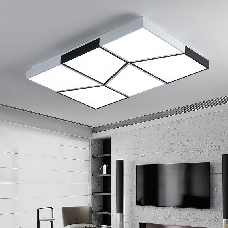 Modern Square Ceiling Light Fixture - 19.5’/35.5’/47’ Acrylic Shade Led Black & White Flush