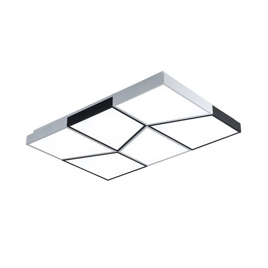 Modern Square Ceiling Light Fixture - 19.5’/35.5’/47’ Acrylic Shade Led Black & White Flush