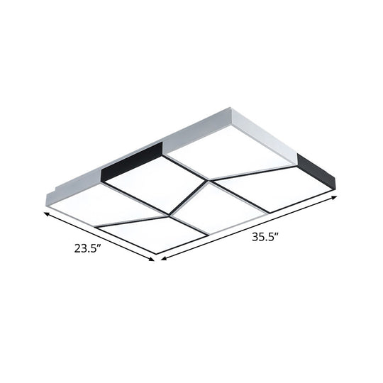 Modern Square Ceiling Light Fixture - 19.5’/35.5’/47’ Acrylic Shade Led Black & White Flush
