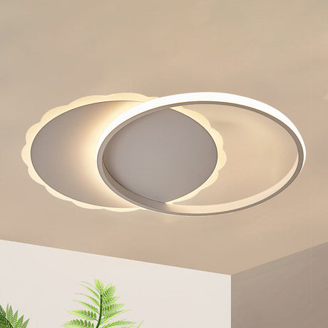 Sleek Moon Led Semi Flush Ceiling Light Fixture In White/Coffee Brown With Multiple Lighting Options