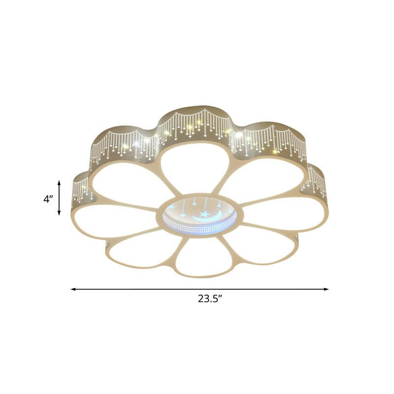 Modern Metallic Floral Led Flushmount Ceiling Lamp - White