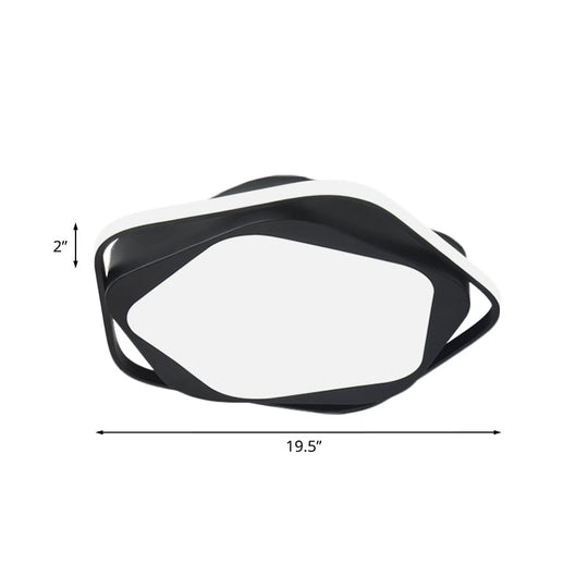 Minimalist Led Bedroom Ceiling Flush Mount Light - Black Finish With White/Warm Pentagon Acrylic