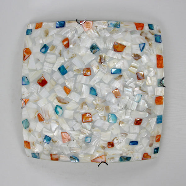 Vintage Mosaic Glass Flush Mount Ceiling Light For Living Room - Colorful Square Design