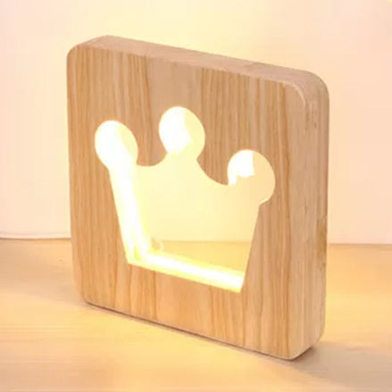 Modern Crown Desk Lamp In Beige For Study Room Or Child Bedroom Wood