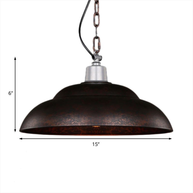 Stylish Double Bubble Iron Pendant Light In Rust For Dining Room - Industrial Design