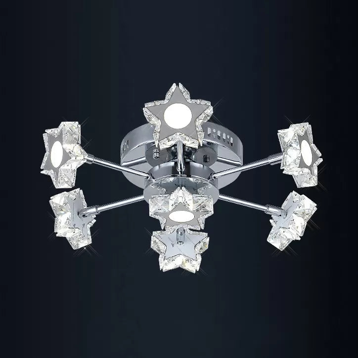 Starry 7 - Head Ceiling Light: Modern Metal Semi - Flush Mount In Chrome For Kids’ Bedrooms