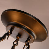 Blue Glass Baroque Chandelier - Antique Bronze Bowl Hanging Lamp With 6 Lights For Dining Room