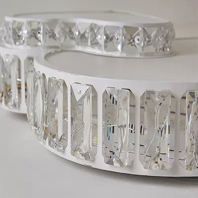 Modern White Double Heart Led Flushmount Light With Clear Crystal Deco – Stylish Acrylic Ceiling