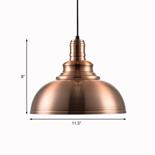 Copper Finish Industrial Style Metal Hanging Light With Adjustable Cord - Bedroom Pendant Lamp