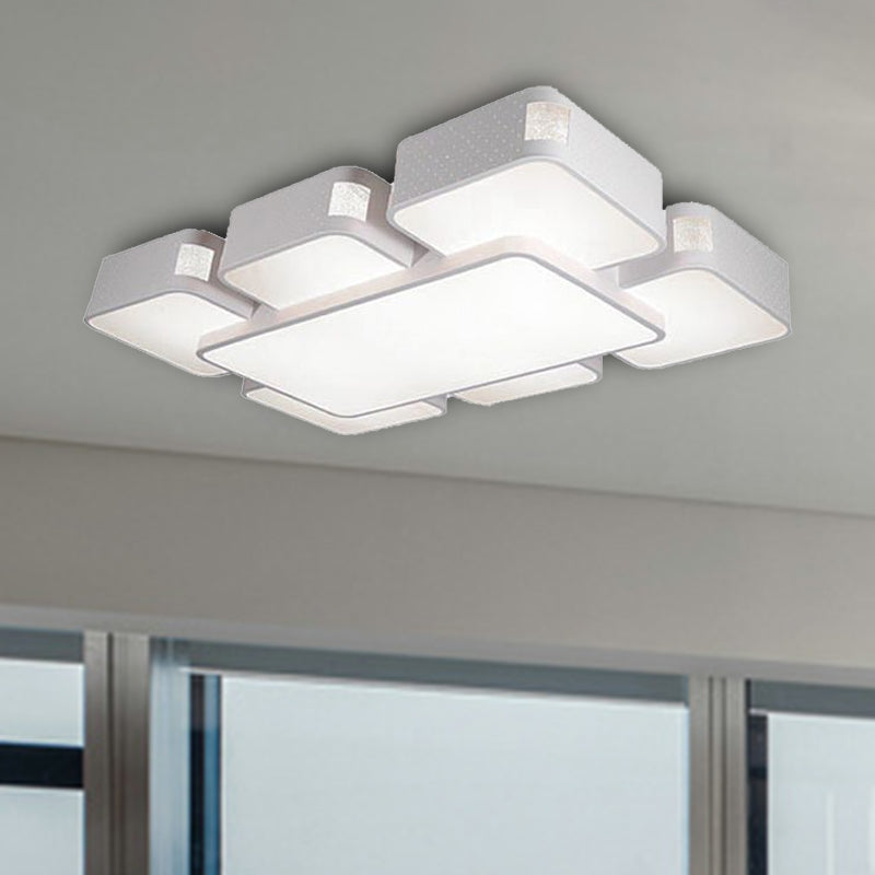 Contemporary Square Ceiling Mounted Led Pendant Light - 24/37 Wide Acrylic White Flush Mount