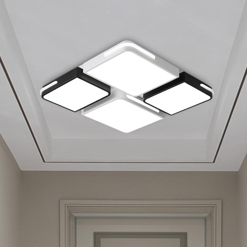 Contemporary Square/Rectangle Acrylic Flush Pendant Light - Led White Mount Lighting (21.5/37.5