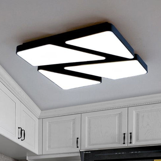 Modern Led Flush Mount Lighting: 25.5/37.5 W Acrylic Shade Black/White Square/Rectangular Ceiling