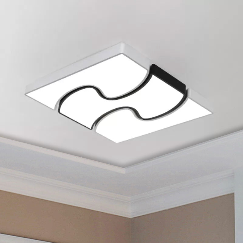 Modernist Style Led Flush Mount Lighting In White - 16.5/27 Width For Living Room