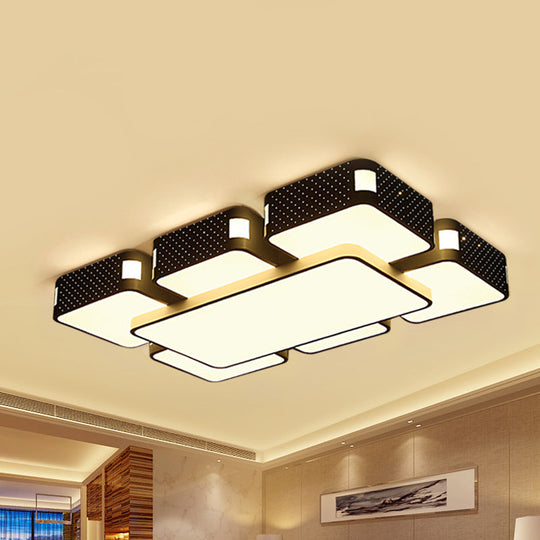 Modern Cube Flush Mount Lamp - 22’/38’/47’ Acrylic Led Ceiling Light In Black/White