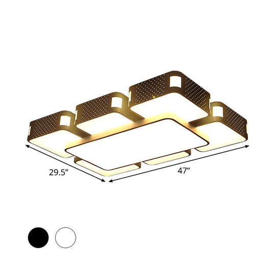 Modern Cube Flush Mount Lamp - 22’/38’/47’ Acrylic Led Ceiling Light In Black/White