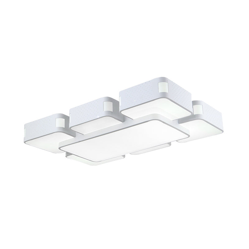 Modern Cube Flush Mount Lamp - 22’/38’/47’ Acrylic Led Ceiling Light In Black/White