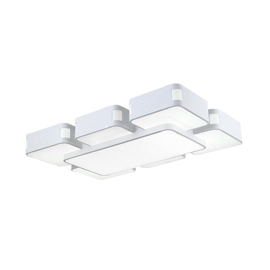 Modern Cube Flush Mount Lamp - 22’/38’/47’ Acrylic Led Ceiling Light In Black/White